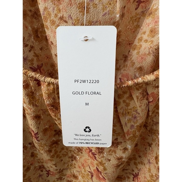 Pink Rose Peasant Top Blouse Off Shoulder Juniors M Yellow Floral Boho NWT - Picture 3 of 10